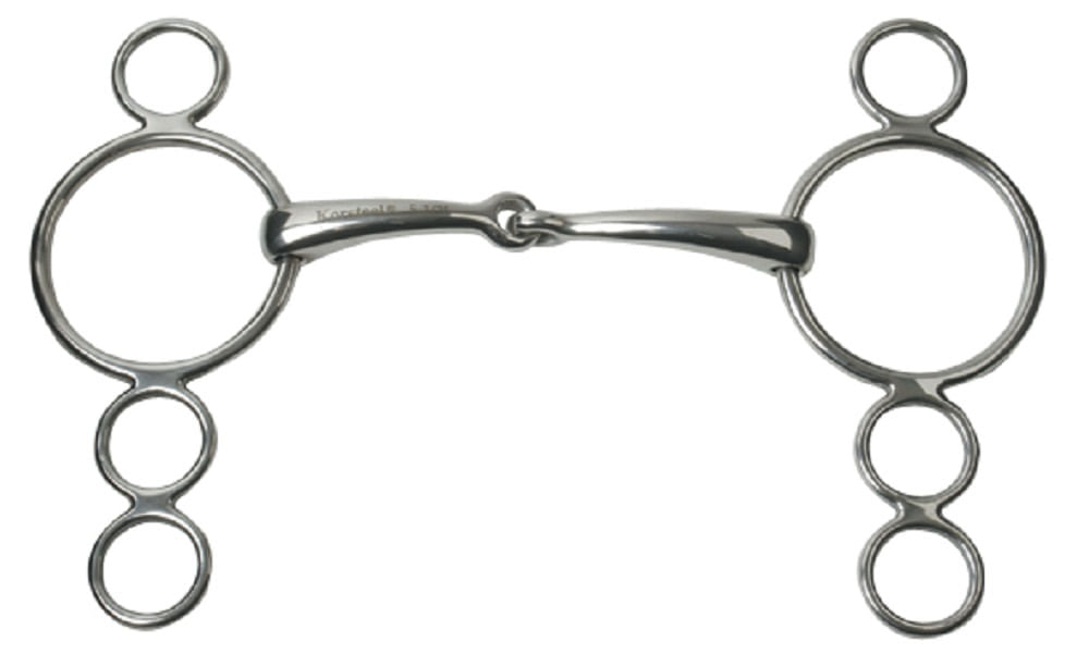 JP Korsteel Curved Jointed 3 Ring Dutch Gag Bit - JP